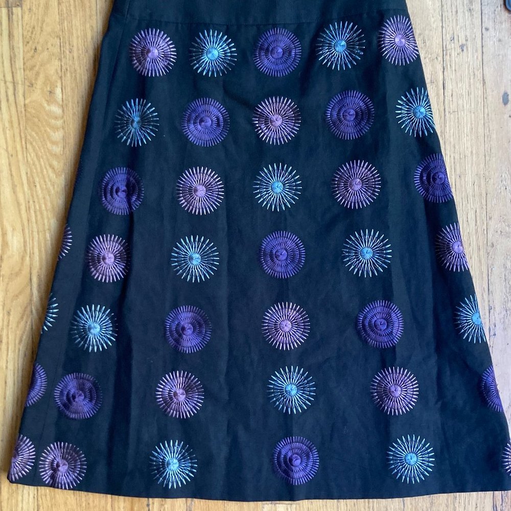 Yaly Couture Linen Embroidered A-line Skirt - EUC - Size 6